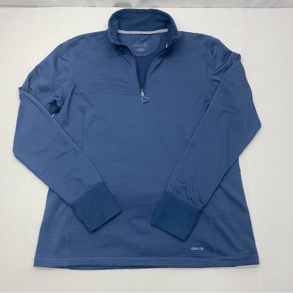 Orvis Blue Quarter-Zip Pullover Women’s Large Side Rear Pocket CASUAL COMFY - Picture 1 of 8